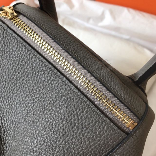 Hermes女包 愛馬仕手提包 進口頂級小牛皮 Lindy包 8F錫器灰 金扣 大小號  td1206